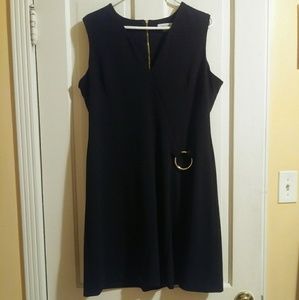 Black Sleeveless V-neck Clavin Klein Dress